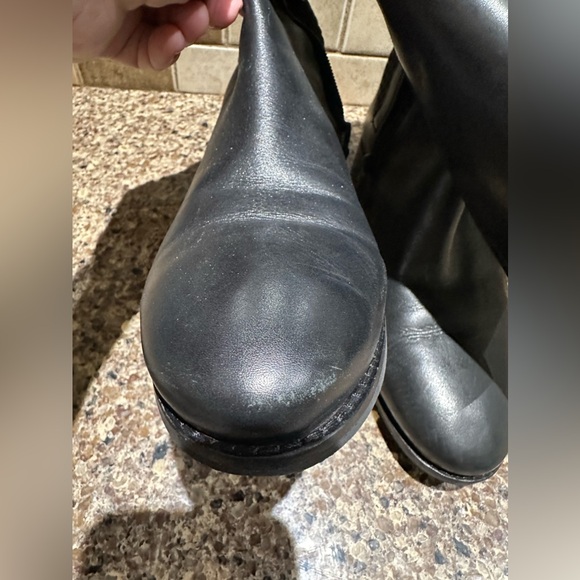 COLE HAAN ROCKLAND BLACK LEATHER KNEE HIGH FLAT HEEL RIDING BOOT - Picture 7 of 10